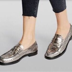 All Saints Sofie Loafer in Silver